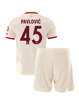 Bayern Munich Aleksandar Pavlovic #45 Ausweichtrikot für Kinder 2024-25 Kurzarm (+ Kurze Hosen)